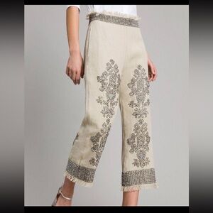 Twin-Set Women's limited edition beaded tan cotton pants